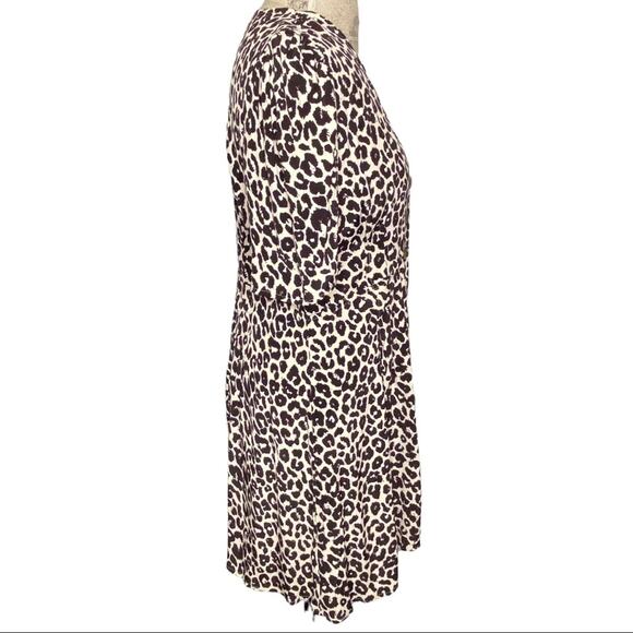 Something Navy Leopard Print Button Minidress Puff Sleeve Size Large NWOT - Picture 10 of 15